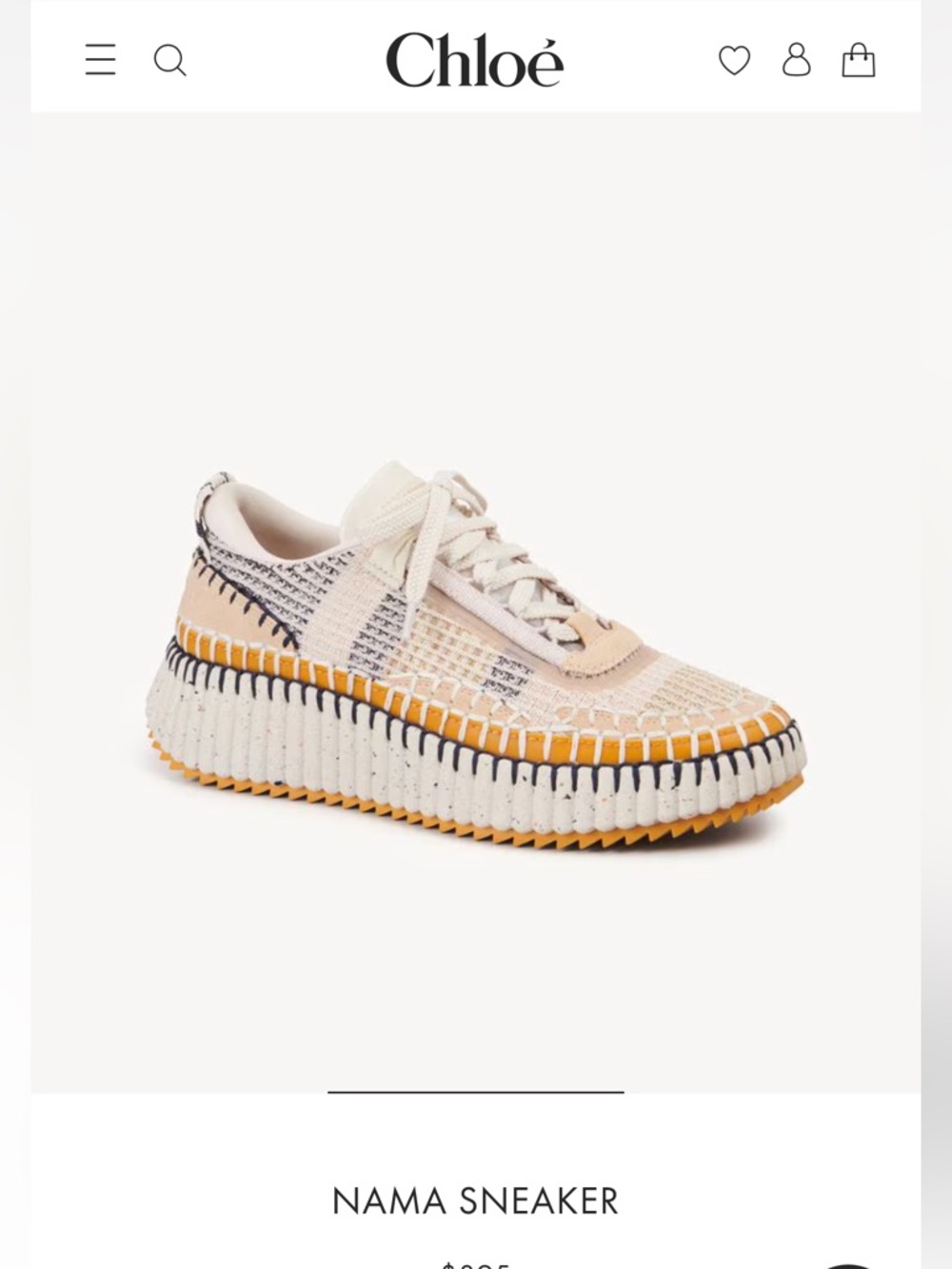 Chloe Nama Sneaker in Biscotti Beige size 36